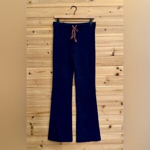 Guest In Residence Small Navy Blue Cashmere Mid Rise Flare Pants Cozy Warm